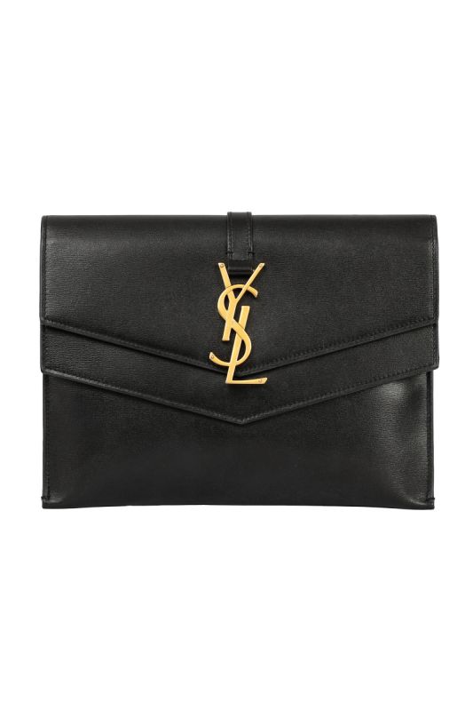 YVES SAINT LAURENT BLACK SULPICE CLUTCH 