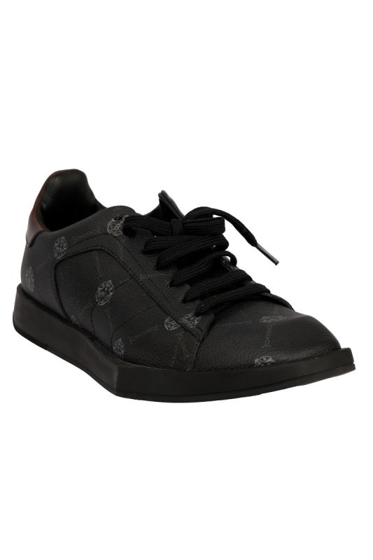 BERLUTI SIZE 7 STELLAR MONOGRAM GRAIN LEATHER SNEAKERS