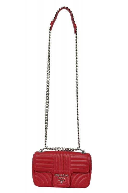 Prada Red Quilted Leather Diagramme Sling Bag  