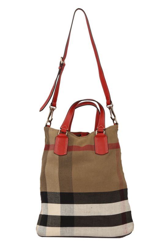 BURBERRY CANVAS MEGA CHECK TOTTENHAM BRIT TOTE BAG 