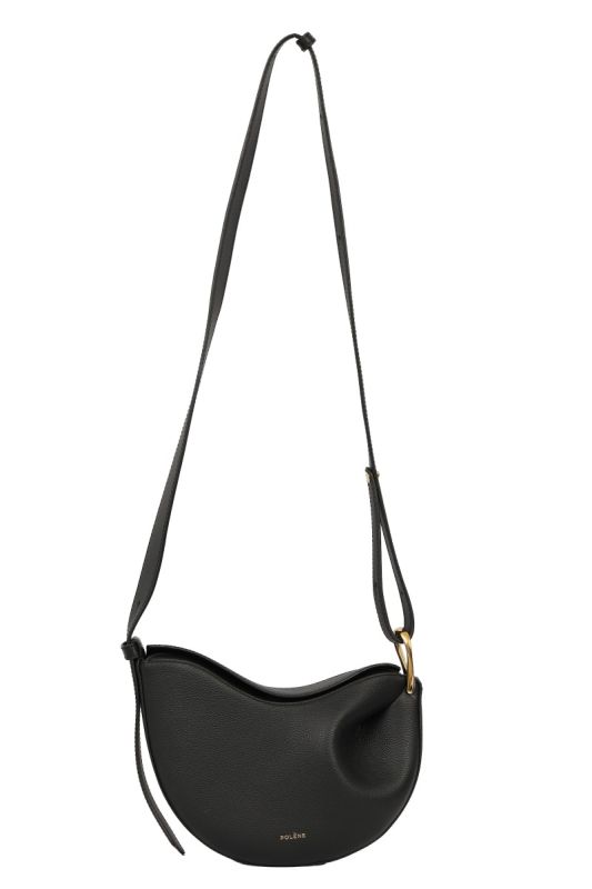 POLENE TONCA BLACK TEXTURED LEATHER BAG