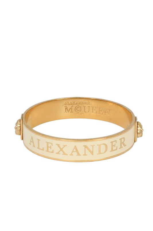 ALEXANDER MC QUEEN GOLD TONE ENAMEL SKULL BRACELET