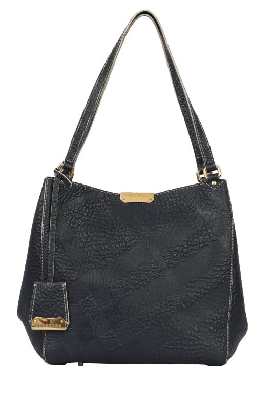 Burberry Navy Blue Leather Cantebury Tote Bag 