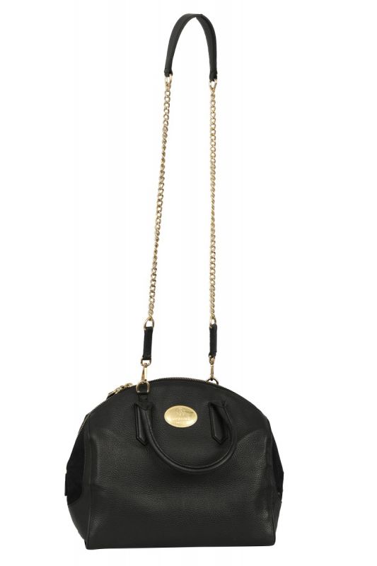 ROBERTO CAVALLI BLACK LEATHER SATCHEL BAG