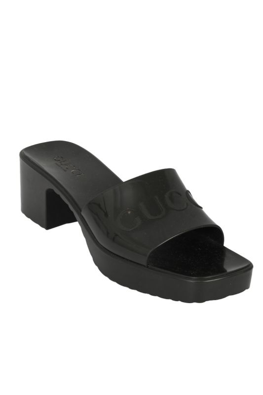 BLACK EU 41 PVC BLOCK SLIDE SANDAL
