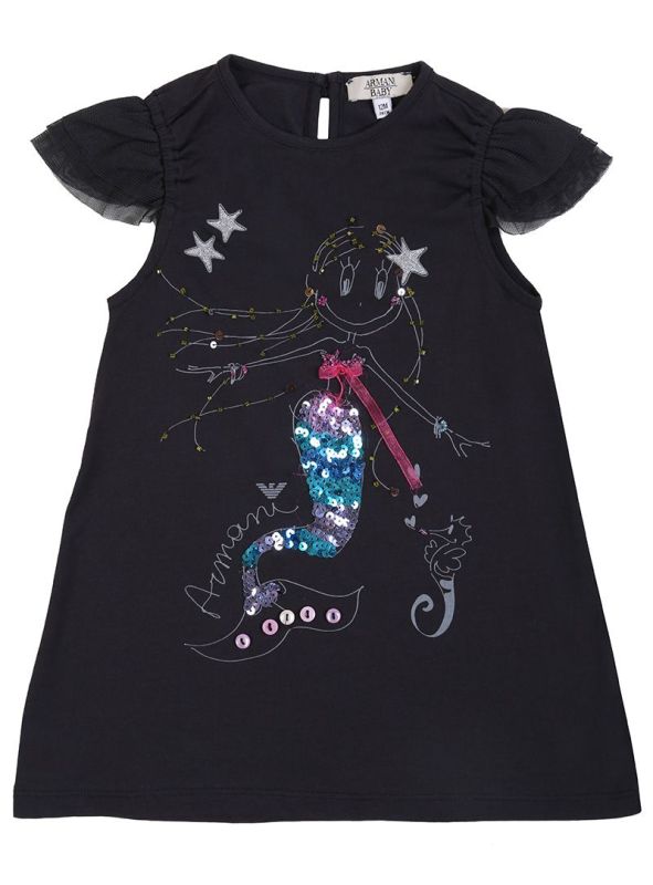 ARMANI JUNIOR BLACK EMBROIDERED MERMAID DRESS