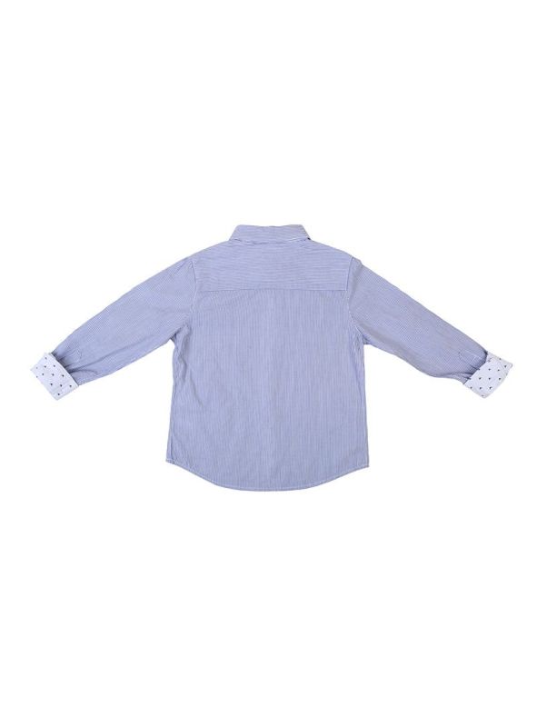 ARMANI JUNIOR BLUE STRIPES LOGO SHIRT