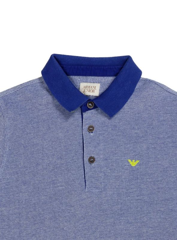 ARMANI JUNIOR HEATHER BLUE LOGO T-SHIRT