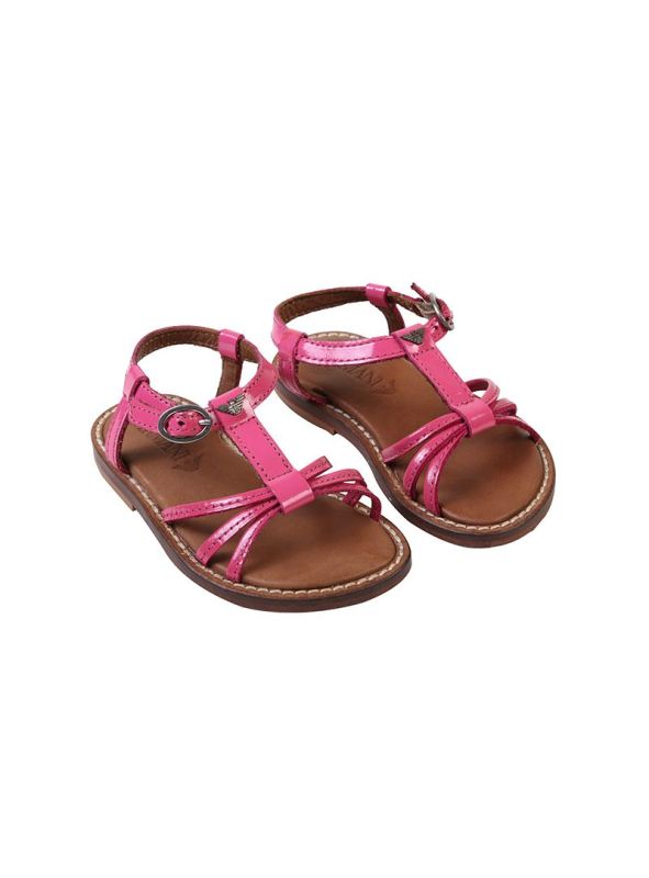 ARMANI JUNIOR HOT PINK LEATHER SANDALS