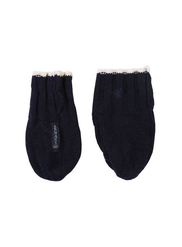 ARMANI JUNIOR NAVY BLUE UNISEX MITTENS