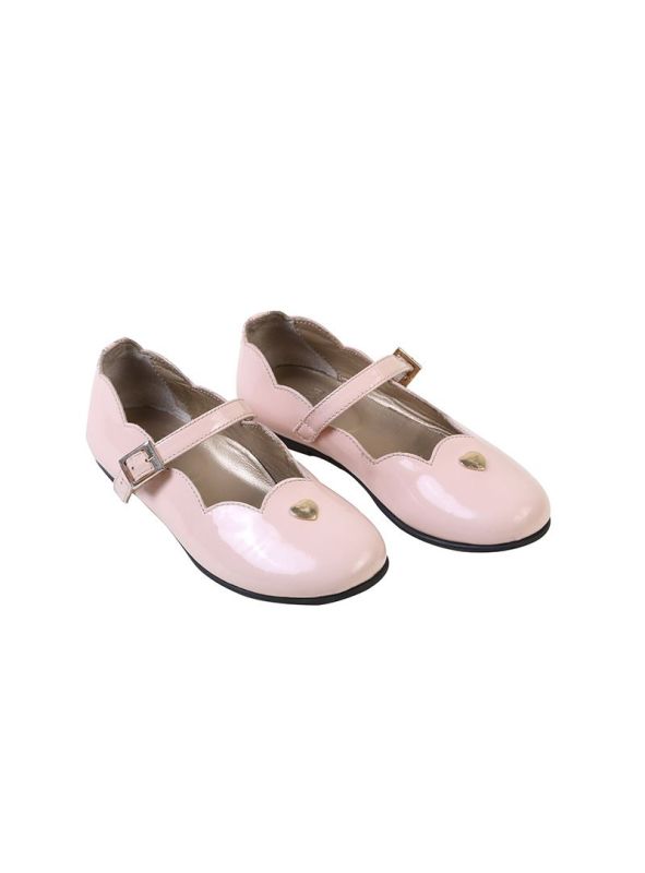 ARMANI JUNIOR PASTEL PINK LEATHER BALLERINAS