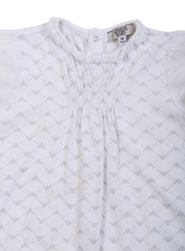 ARMANI JUNIOR WHITE ALL OVER LOGO PLAY SUIT