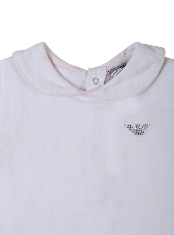 ARMANI JUNIOR WHITE LOGO ONESIE