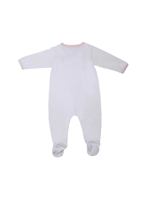 ARMANI JUNIOR WHITE & PINK ROMPER WITH CA