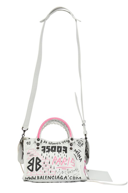 Balenciaga Agneau Graffiti All Over Mini City Leather Bag