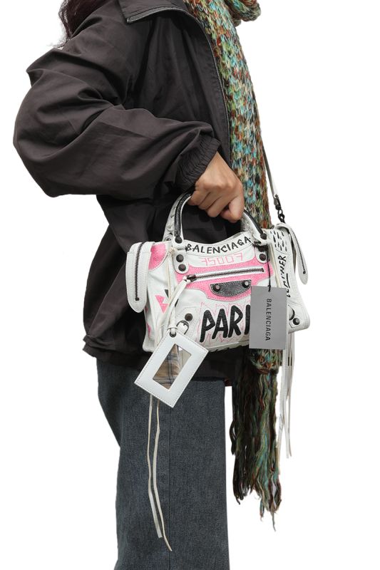 Balenciaga Agneau Graffiti All Over Mini City Leather Bag