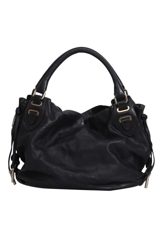 BALLY BLACK LEATHER HOBO BAG