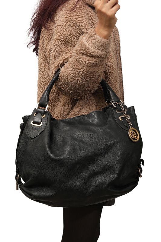 BALLY BLACK LEATHER HOBO BAG
