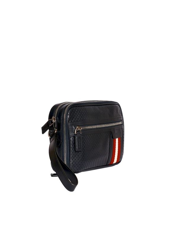 BALLY BLACK PERFORATED THAMES TRAVEL POUCH