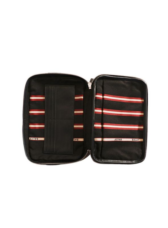 BALLY BLACK PERFORATED THAMES TRAVEL POUCH