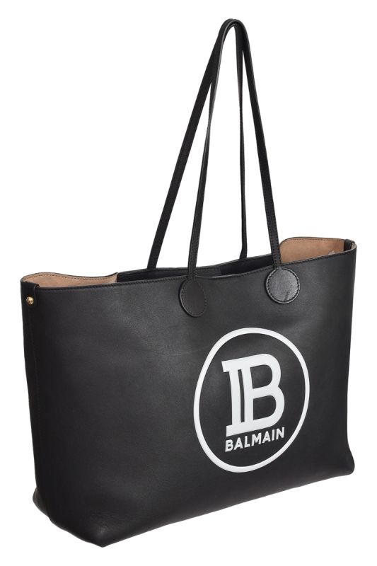 Balmain Calfskin Leather Shopping Tote Bag