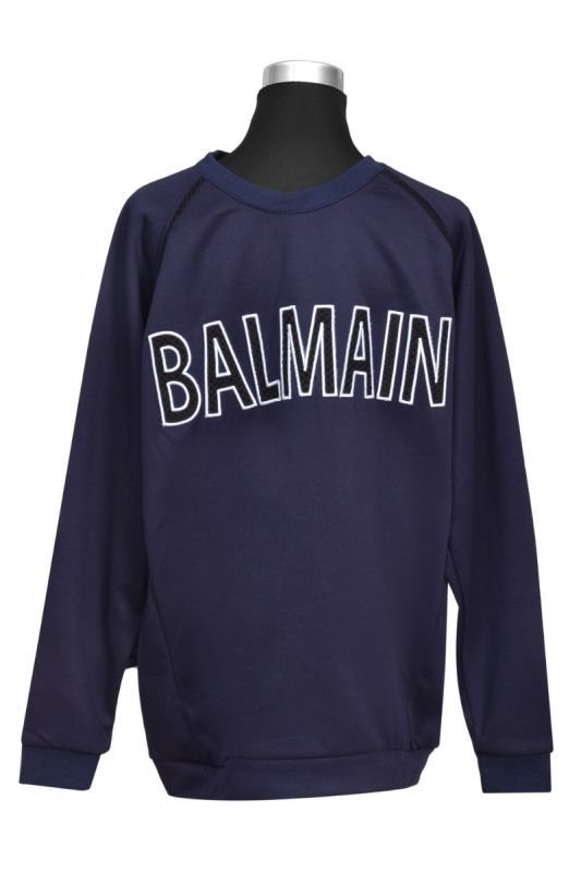 Balmain Logo Embossed Black Sweatshirt