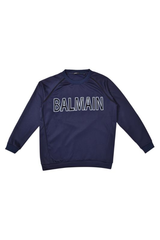 Balmain Logo Embossed Black Sweatshirt