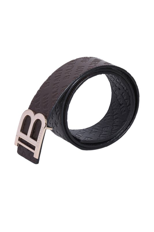 Balmain Logo Embossed Brown Belt