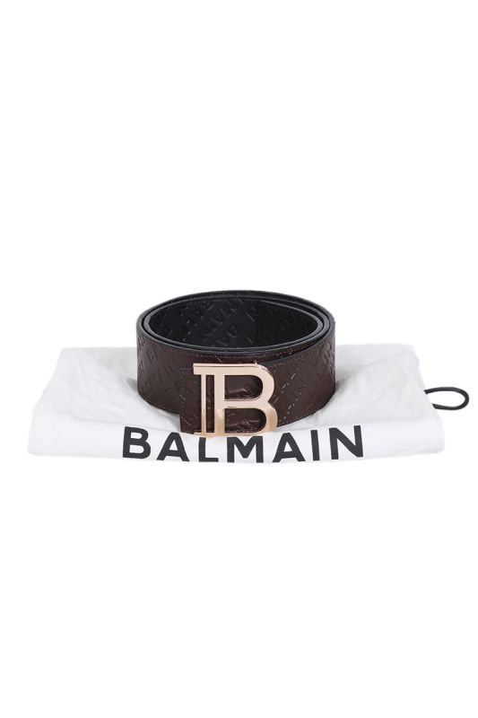 Balmain Logo Embossed Brown Belt
