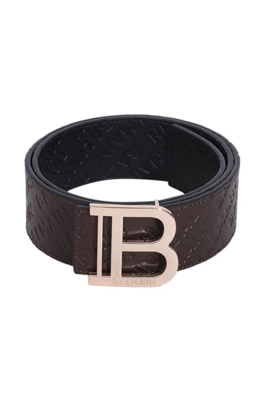 Balmain Logo Embossed Brown Belt