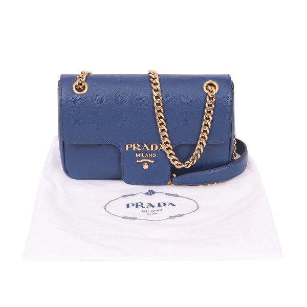 BLUE PATTINA SAFFIANO LEATHER CROSS BODY BAG