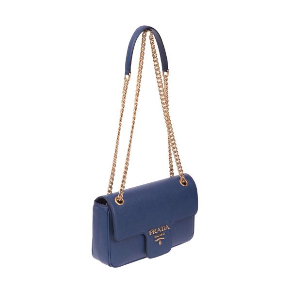 BLUE PATTINA SAFFIANO LEATHER CROSS BODY BAG
