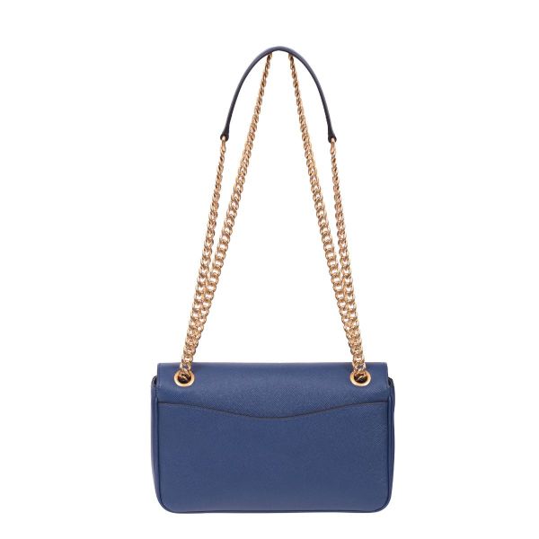 BLUE PATTINA SAFFIANO LEATHER CROSS BODY BAG
