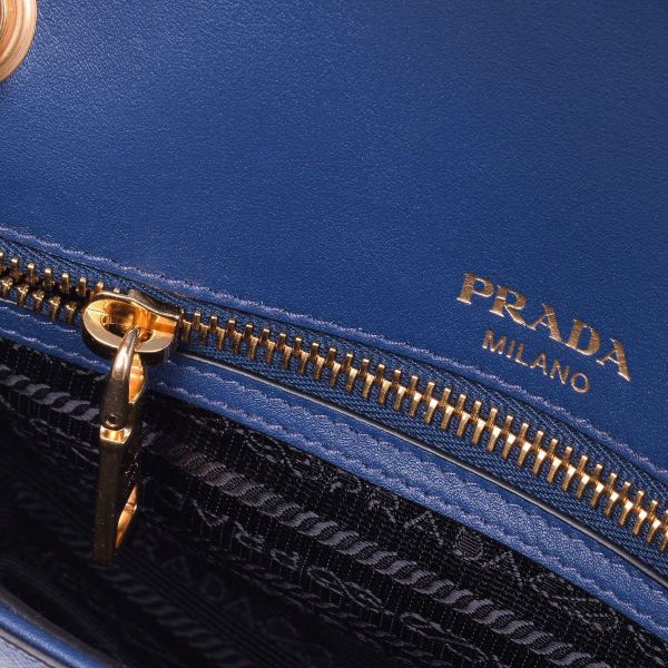 BLUE PATTINA SAFFIANO LEATHER CROSS BODY BAG