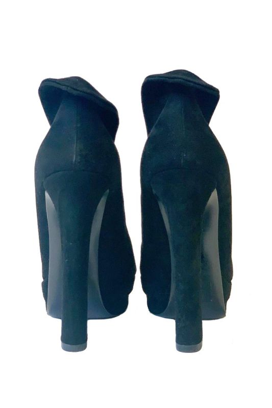 BOTTEGA VENETA BLACK SUEDE COLLAR DETAIL PLATFORM PUMPS