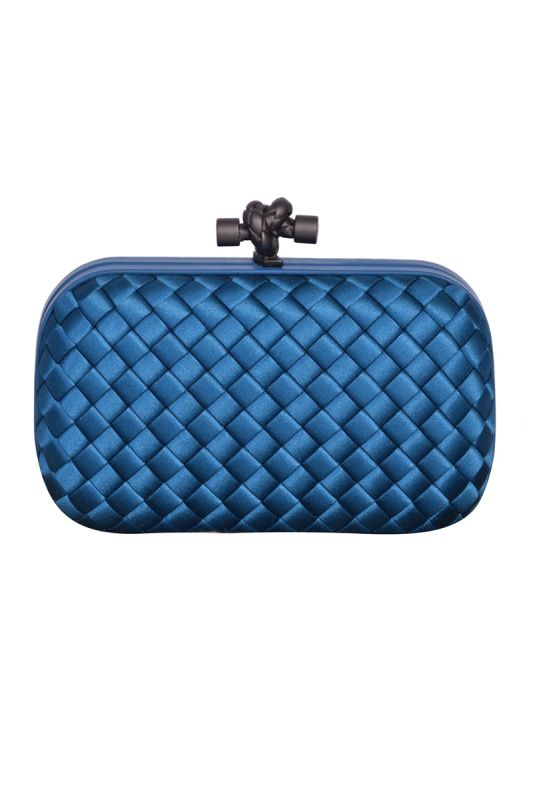 Bottega Veneta Blue  KnotSatin Clutch