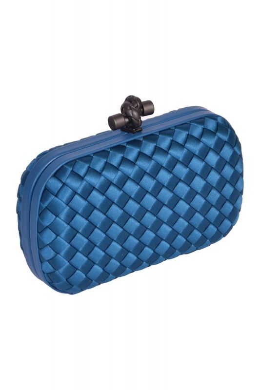 Bottega Veneta Blue  KnotSatin Clutch