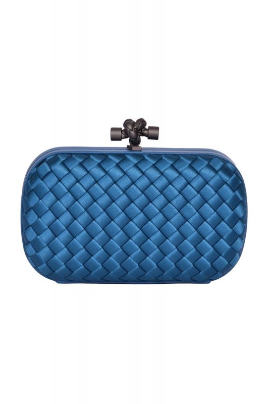Bottega Veneta Blue  KnotSatin Clutch