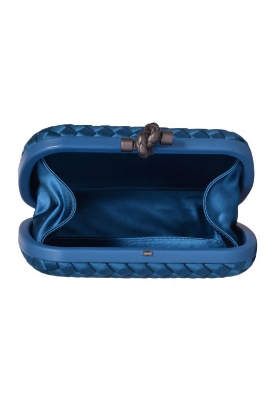 Bottega Veneta Blue  KnotSatin Clutch