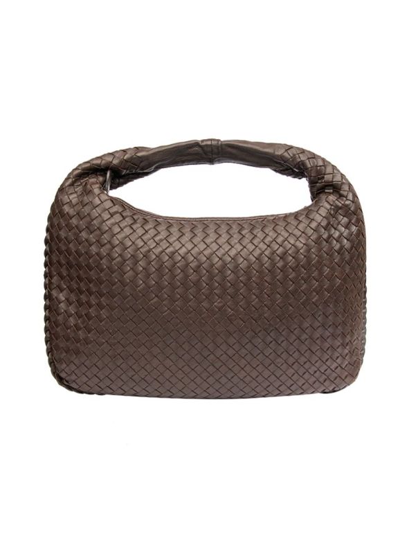 BOTTEGA VENETA BROWN INTRECCIATO NAPPA LEATHER SHOULDER BAG