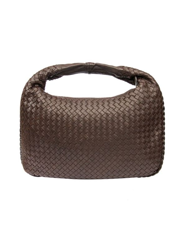 BOTTEGA VENETA BROWN INTRECCIATO NAPPA LEATHER SHOULDER BAG