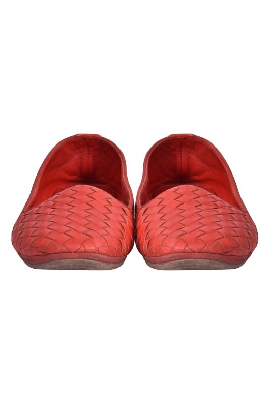 Bottega Veneta Intrecciato Red Loafers