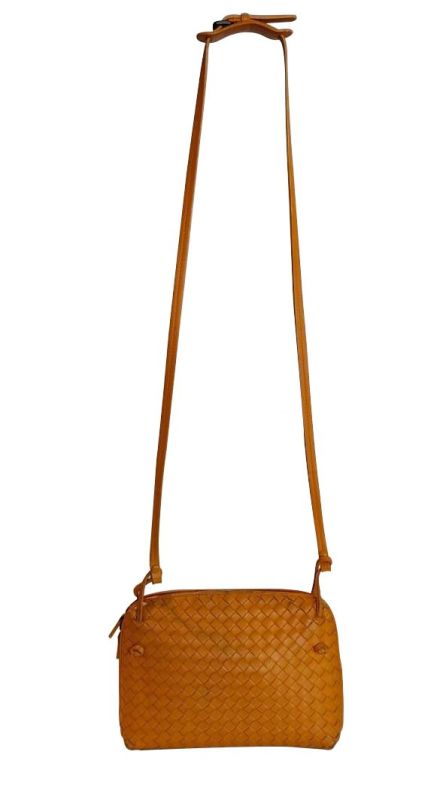 BOTTEGA VENETA ORANGE INTRECCIATO NODINI LEATHER CROSSBODY BAG