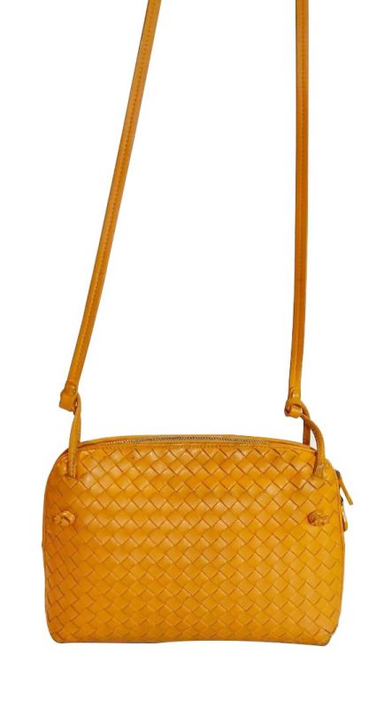 BOTTEGA VENETA ORANGE INTRECCIATO NODINI LEATHER CROSSBODY BAG