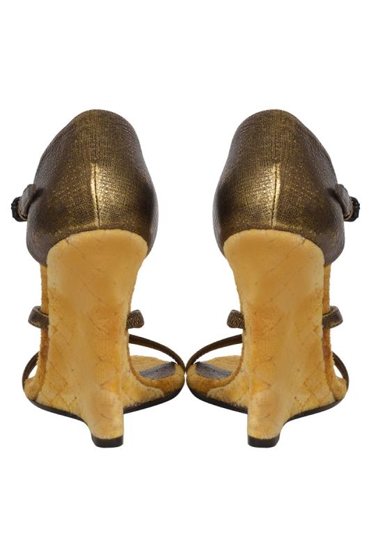 Bottega Veneta Velvet Wrap Wedge Sandals
