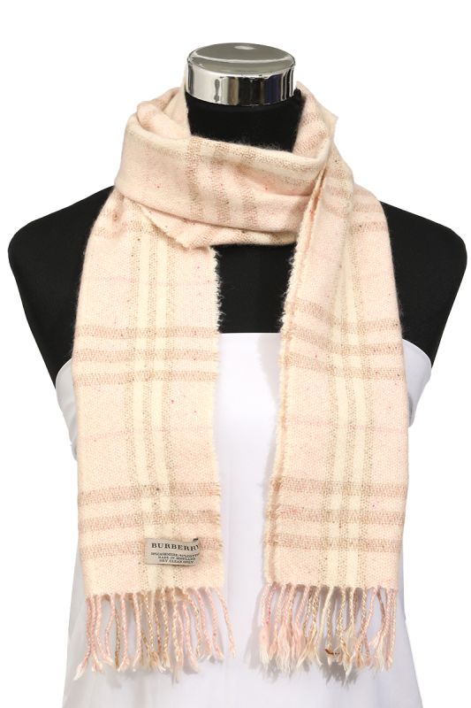 Burberry Baby Pink Cashmere Checks Scarf