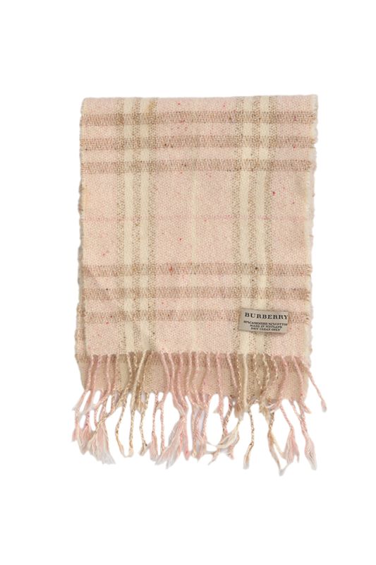 Burberry Baby Pink Cashmere Checks Scarf