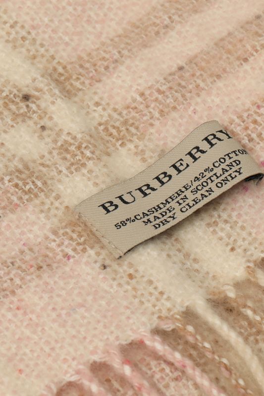 Burberry Baby Pink Cashmere Checks Scarf