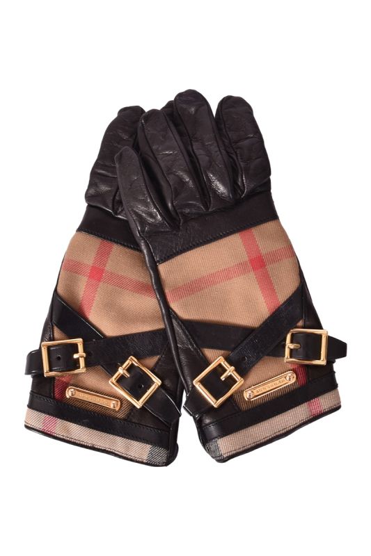 Burberry Beige Check Driving Gloves