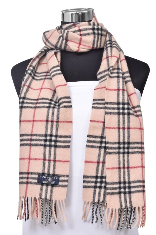 Burberry Beige Checks 100% Lambswool Scarf